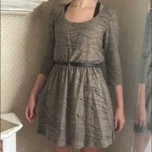 tan dress with belt
